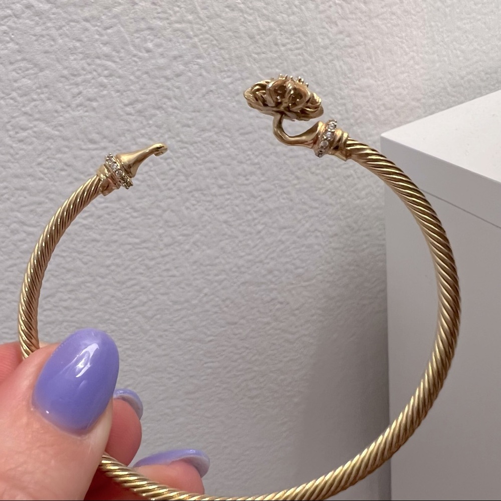 Stackable Gold Cable Starburst Hook Bangle Bracel… - image 8